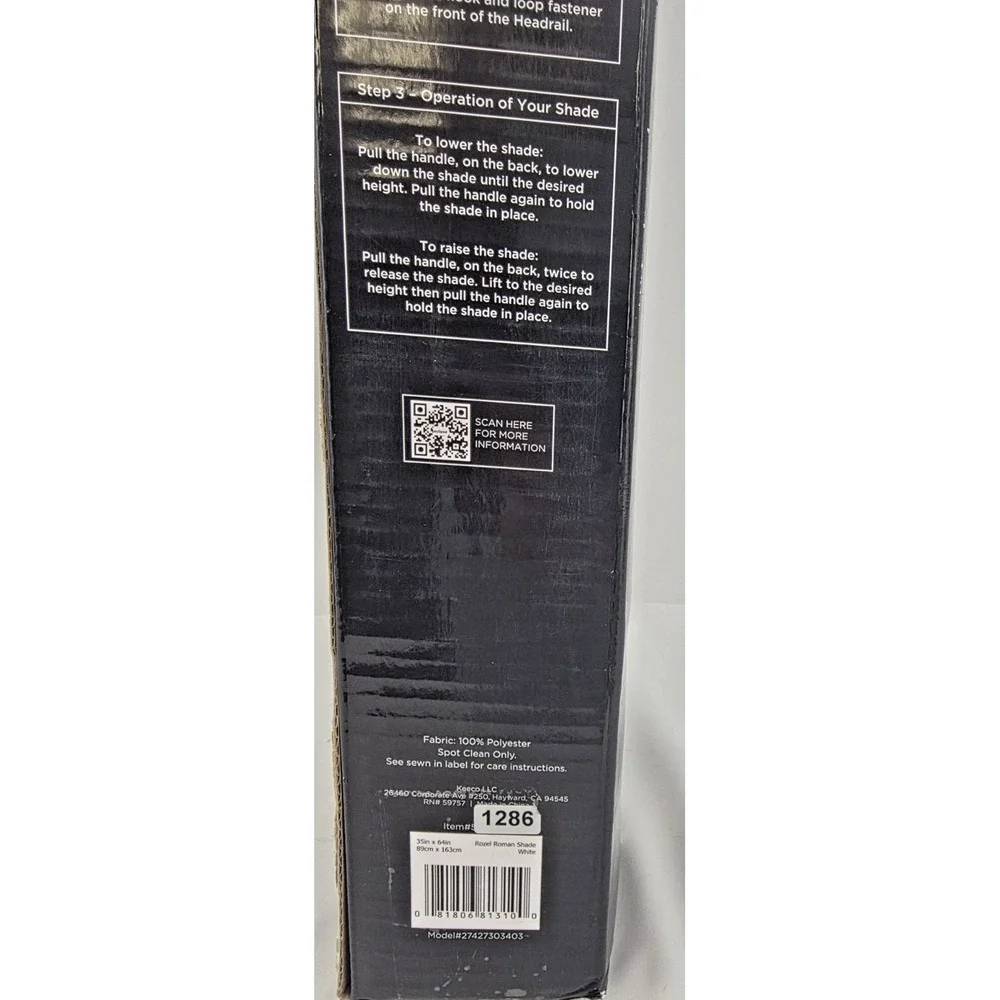 Eclipse Absolute Zero 35x64 Cordless Roman Window Shade 100% Blackout Roselle